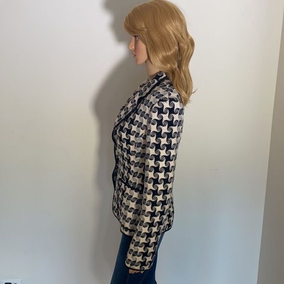 IISLI 100% Wool Fitted Blazer. Black, Off-White & Gray. Size 6 - Picture 3 of 7